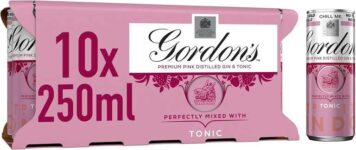 Gordons Premium Pink Distilled Gin & Tonic 5% vol 10 x 250ml Can Save at Checkout