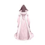 Gothic Hooded Skeleton Witch Dress plus Size 5XL Pink