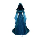 Gothic Steampunk Halloween Dress, plus Size Vampire Costume, Dark Blue