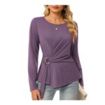 Grace Karin Womens Long Sleeve Wrap Blouse Purple Size S