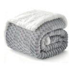 Gracelife Sherpa Throw Blanket, Light Grey, 150×200 Cm