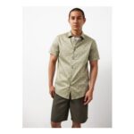 Green Mandala Print Satin Slim Fit Short Sleeve Shirt XXL