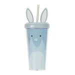 Grey Bunny Tumbler with Straw – Grey and Blue