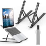 Grifema 10-15.6 Laptop Stand for Desk, Aluminum Laptop Riser 7-Angle Adjustable, Carry Bag Black