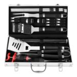Grilljoy 24Pcs Stainless Steel BBQ Tool Set in Storage Aluminum Case