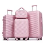 H.yeed 4-Piece Pink ABS Luggage Set with TSA Lock