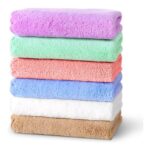 HAGOT 6-Piece Coral Fleece Wash Cloths, Multicolor