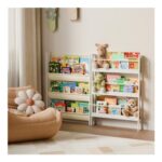 HAVLOTII 6-Tier Wall-Mounted Kids Bookshelf, White