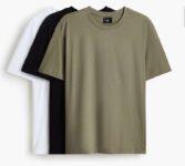 H&M 3 Pack T-shirt (Khaki Black White (M/L/XL/XXL) – Free C&C