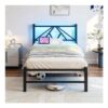 HOJINLINERO Bed Frame with Charging Station and LED Headboard, Black