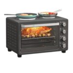 HOMCOM 28L Toaster Oven with Double Hotplate, 1600W, Black