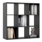 HOMCOM 3-Tier Modern Cube Bookshelf, 9 Compartments, Black