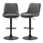 HOMCOM Bar Stools (2) 51×40 Cm Wide Seat, Dark Grey