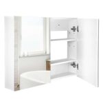 HOMCOM Bathroom Mirror Cabinet Wall Mounted 80cm Wide White Bathroom Wall Cabinet, 2 Mirrored Doors, Adjustable Shelf