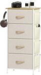 HOMCOM Chest of Drawers for Bedroom, 4 Fabric Drawers, Beige