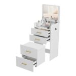 HOMCOM Dressing Table with Flip-Top Mirror and Stool (White)