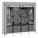 HOMCOM Fabric Wardrobe, Portable, Dark Grey, 16642.5169.5 Cm