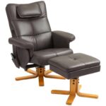 HOMCOM Faux Leather Massage Recliner Chair with Storage Ottoman 6 Massage Points, USB & USB-C, Brown w/code
