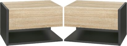 HOMCOM Floating Bedside Table Modern Wall Mounted 46 x 30 x 30 cm Oak Tone