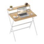 HOMCOM Folding Desk with Monitor Shelf, 81.5 Cm, Wood Finish