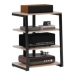 HOMCOM HiFi 4-Tier TV Stand for 28-Inch TVs Grey