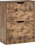 HOMCOM Industrial Shoe Cabinet with 2 Flip Drawers Rustic Brown
