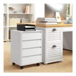 HOMCOM Mobile Vertical Filing Cabinet with 4 Drawers for Home Office, White