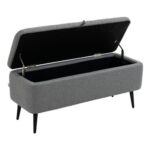 HOMCOM Storage Ottoman Bench with Flip Top, Steel Legs, Grey