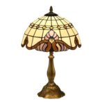 HOMCOM Tiffany Stained Glass Table Lamp, Handmade Antique Bedside