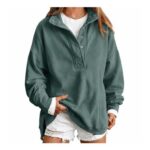 HOOUDO Womens Oversized Mock-Neck Pullover Sweatshirt