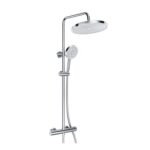 HOROW Thermostatic Shower Set with Chrome Mixer, Rainfall Head, Anti-Scald