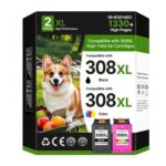 HP 308XL Black and Tri-Color High-Yield Ink Cartridges