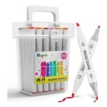 HUGMIE 24 Colour Alcohol Markers, Dual Tip Set with Case
