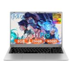 HUQPPQ 15.6-Inch Laptop, 8GB RAM, 256GB SSD, N5095, Win11Pro, Silver