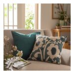 Habitat Floral Botanical Printed Cushion – Blue – 43x43cm