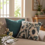 Habitat Floral Botanical Printed Cushion Blue 43x43cm