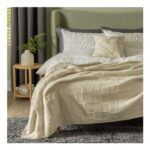 Habitat Knitted Check Throw – Oatmeal – 125x150cm