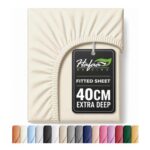 Hafaa Fitted Double Bed Sheets Cream 137x190cm 40cm Extra-Deep