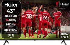 Haier 43 QLED S80GUF Fire TV, Dolby Audio, AI Picture Quality, Freely, HDR10, Bluetooth 5.0, USB 2.0, HDMI 2.1 x 2