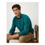 Half Zip Jumper in Petrol Blue Marl