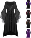 Halloween Costumes for Women Lace Up Gothic Victorian Witch Dresses