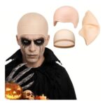 Halloween Latex Bald Cap with Wig Cap Realistic Skin Tone