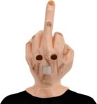 Halloween Middle Finger Mask Realistic Funny Finger Full Head Mask for Adult Carnival Costume Party Cosplay Props