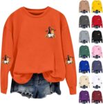 Halloween Sweatshirt For Women Graphic Print Long Sleeves Baggy Sweatshirts