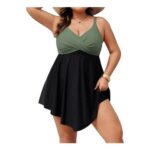 Hanna Nikole Womens plus Size Skirted One-Piece Swimsuits