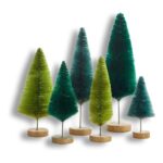 Hearts Content Bottle Brush Trees – Set of 6, Hand-Dyed Greens