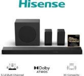 Hisense AX5140Q 600W 5.1.4 Dolby Atmos & DTS:X Soundbar, Up-Firing Speakers, Wireless Subwoofer & Rear Speakers – with Code