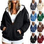 Hoodies for Women UK Fleece Jacket Long Sleeve Top Zip Up Hoody Sweatshirts