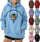 Hoodies for Women UK Hoodie with Pet Pouch Hoody Fashion Womens Clothing