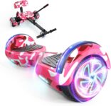 Hoverboard go Kart Seat, 6.5 Inche Hoverboard Hoverkart with LED Lights and Bluetooth Speaker, Hoverboard Go Kart Bundle